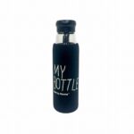 GLASS WATER BOTTLE WITH RUBBER COVER