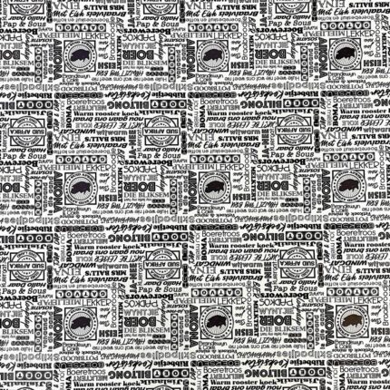 150CM PRINTED VINYL - AFRIKAANS BRAAI WHITE