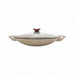 WOK WITH LID 34CM-BEIGE