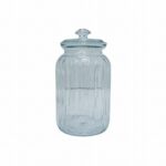 PASABAHCE RIBBED GLASS JAR WITH LID
