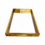 2PC GLASS TRAY GOLD/MIRROR