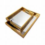 2PC GLASS TRAY GOLD/MIRROR - Image 3