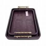 LEATHER TRAY GEOMETRIC 2PC