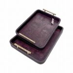LEATHER TRAY GEOMETRIC 2PC - Image 3