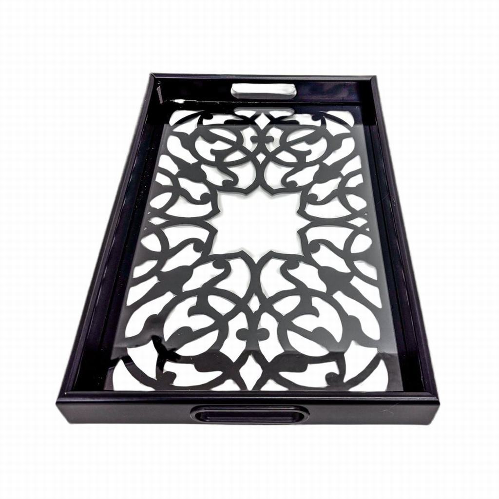 RHA2D7022D7231.jpg 2PC TRAY BLACK FLORAL - Image 1