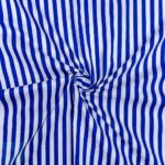 115CM PRINTED POLY COTTON STRIPES ROYAL - Image 2