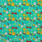 115CM PRINTED POLY COTTON GREEN BONES AND PAWS