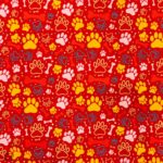 115CM PRINTED POLY COTTON RED BONES AND PAWS