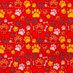 115CM PRINTED POLY COTTON RED BONES AND PAWS - Image 2