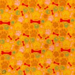 115CM PRINTED POLY COTTON ORANGE BONES AND PAWS