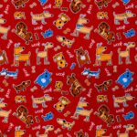115CM PRINTED POLY COTTON DOGS RED - Image 2