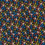 115CM PRINTED POLY COTTON BLACK PET LOVERS