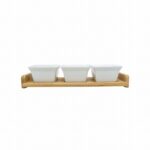 BAMBOO TRAY WITH SQUARE BOWLS 4PC