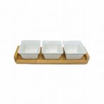 BAMBOO TRAY WITH SQUARE BOWLS 4PC - Image 2