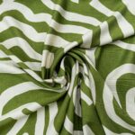 RAYON NYLON CRINKLE PRINT-OATMEAL/GREEN - Image 2