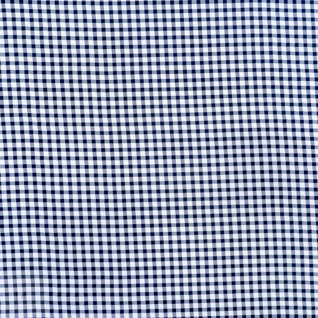 115PPC5F196231.jpg 115CM PRINTED POLY COTTON CHECKS NAVY - Image 1