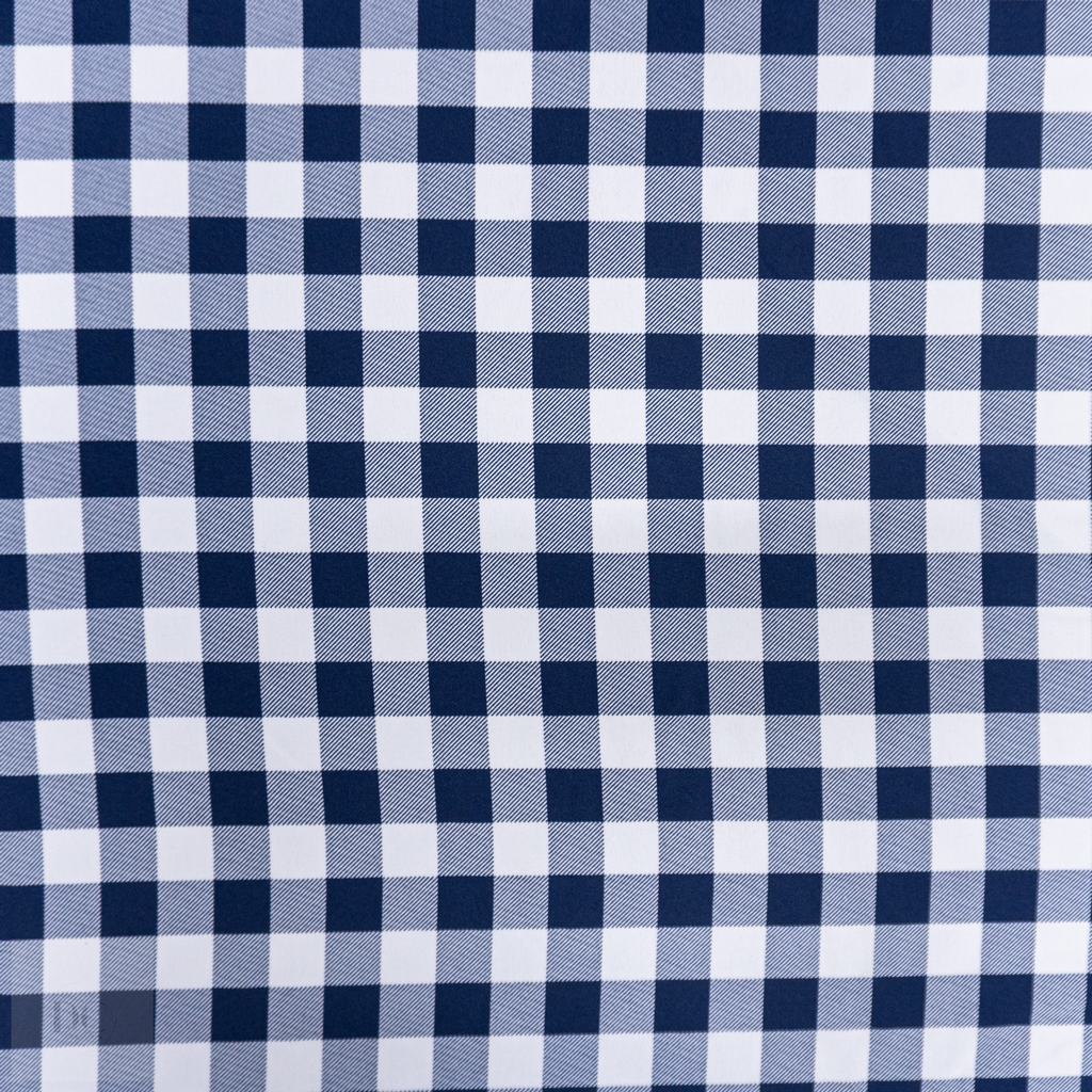 150PMM5F523231-1.jpg PRINTED MINI MATT (150CM)NAVY/WHITE SMALL CHECKS - Image 1