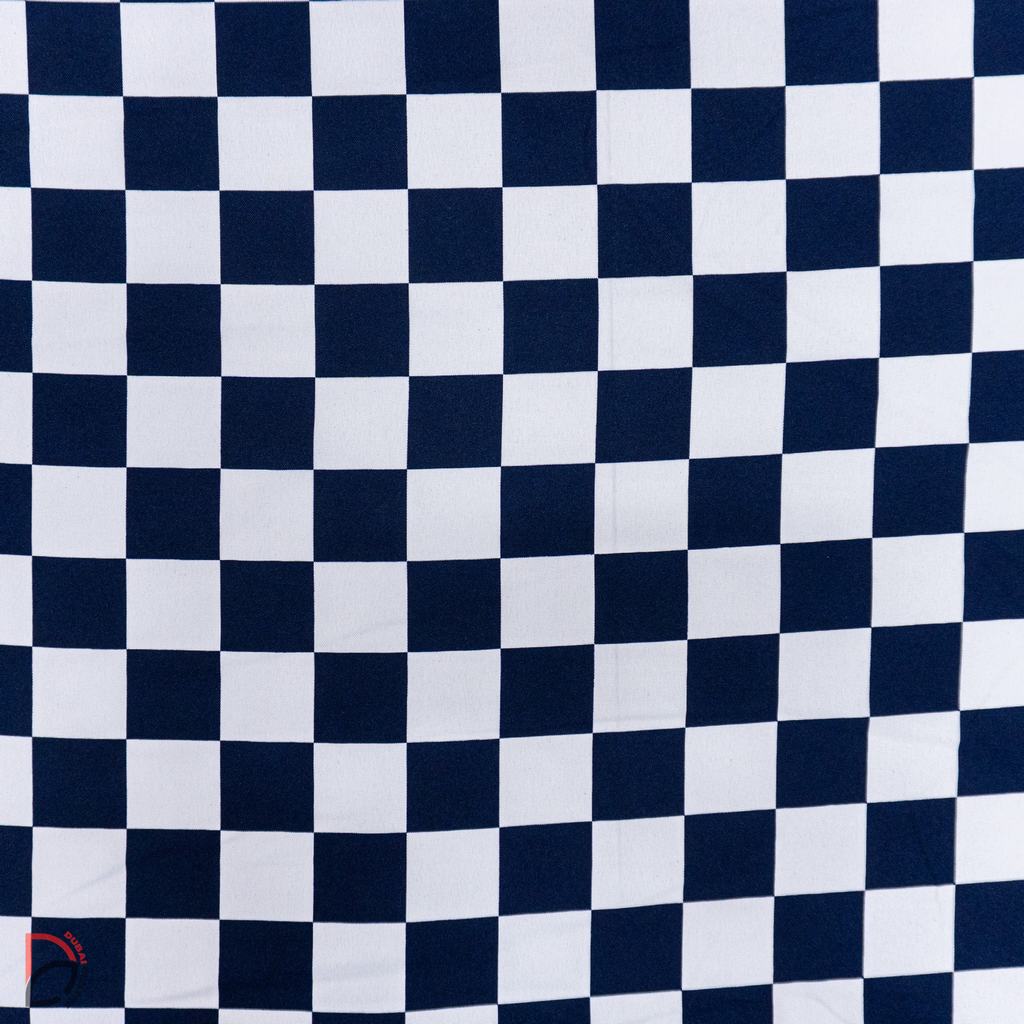 150PMM5F551231-2.jpg Printed Mini Matt (150CM) White/Navy – Large Check - Image 1