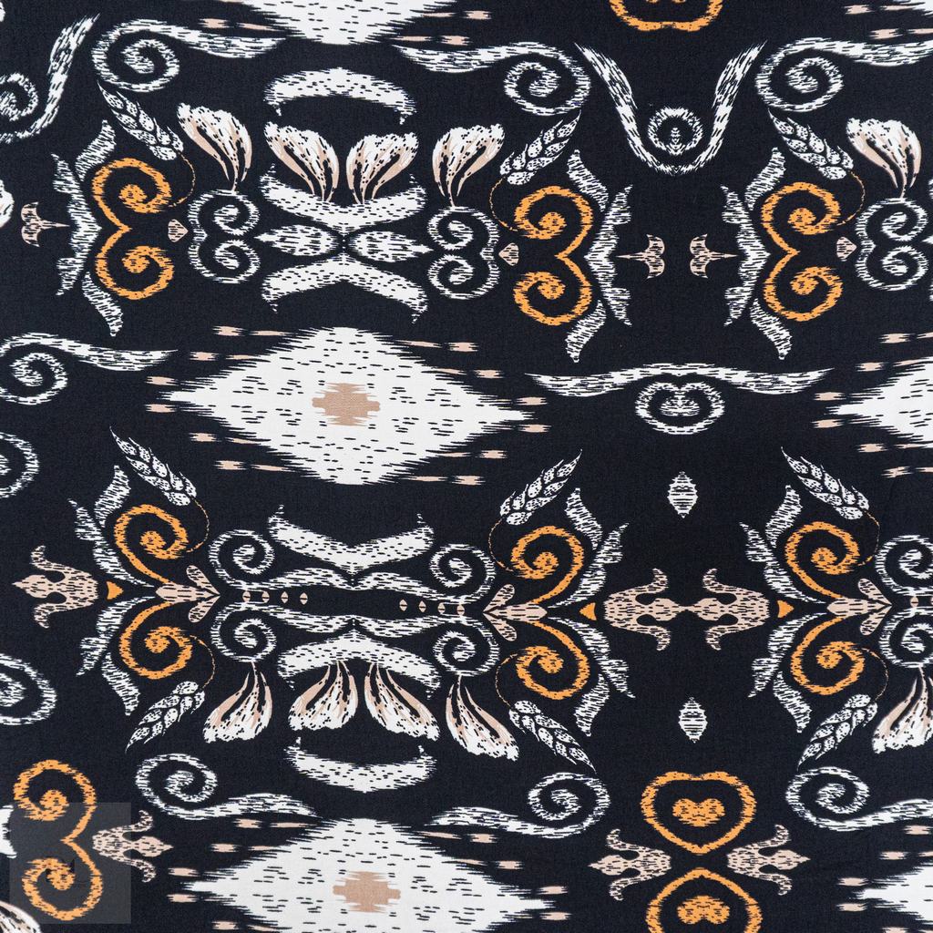 33232D25F17231.jpg PRINTED CAPRI LINEN LOOK 24 TRIBAL BLACK - Image 1