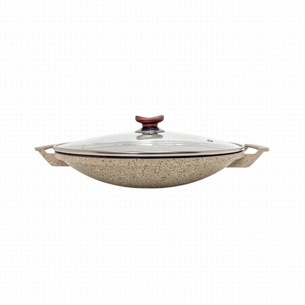 OMS2D32282D345FBE231-1.jpg WOK WITH LID 34CM-BEIGE - Image 1