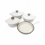 7PC CAST IRON POT SET-WHITE