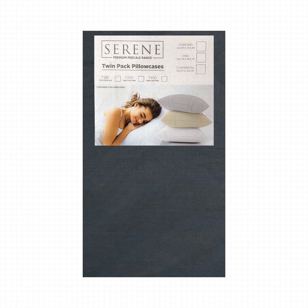 SPC0015FCH231.jpg SERENE T186 POLYP STD PILLOW CASE CHARCOAL GREY - Image 1