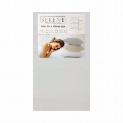 Serene T200 100% Cotton Std Pillowcase White