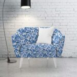 140CM DESIGNER VELVET UPHOLSTERY PAINTERLY BLUE - Image 2