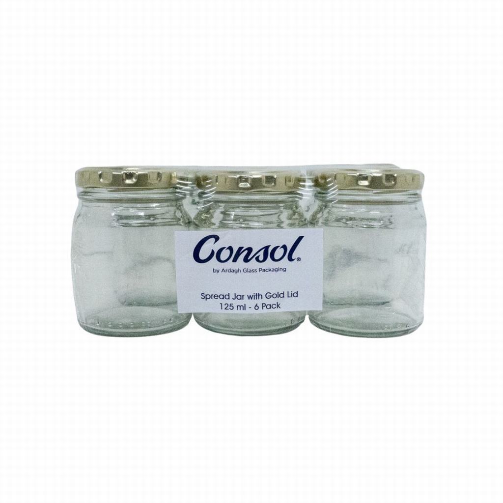 27428231-1.jpg CONSOL SPREAD JAR WITH GOLD LID 6PK 125ML - Image 1
