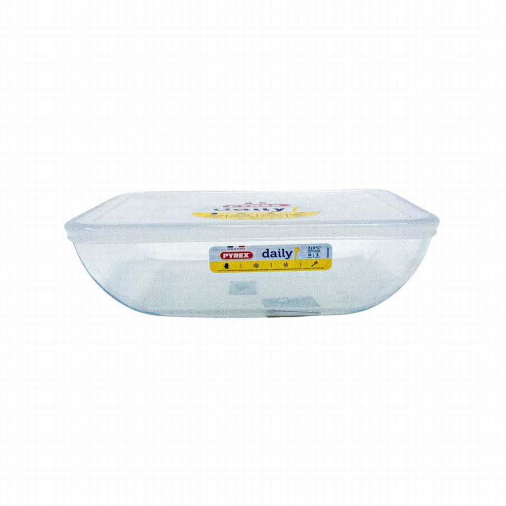 AWG2D343P231.jpg PYREX DAILY RECT DISH W/PLASTIC LID 2.25L - Image 1