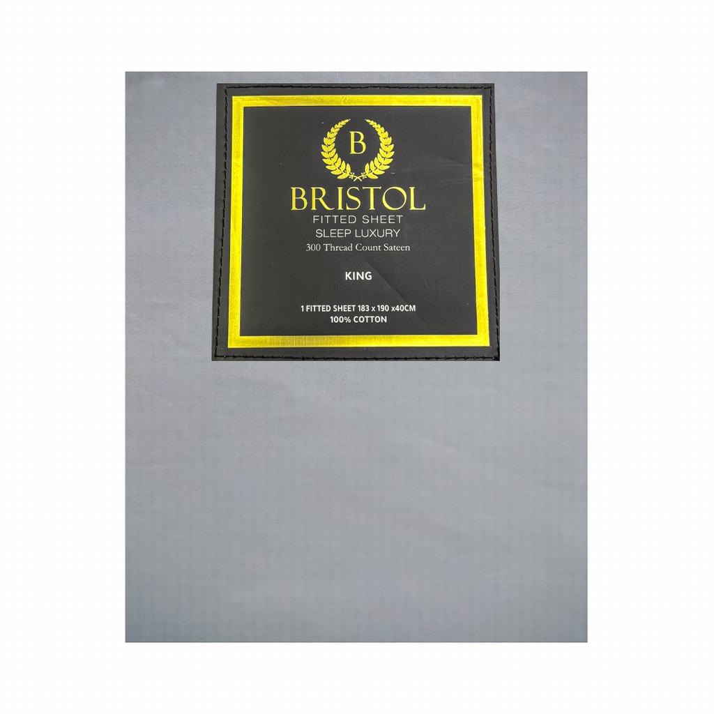 BG2DKFIS5FLG231.jpg FITTED SHEET T300 SATEEN 100% COTTON KING 183X190X40 LIGHT GREY - Image 1