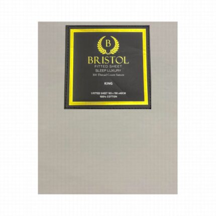 FITTED SHEET T300 SATEEN 100% COTTON KING 183X190X40 PEBBLE