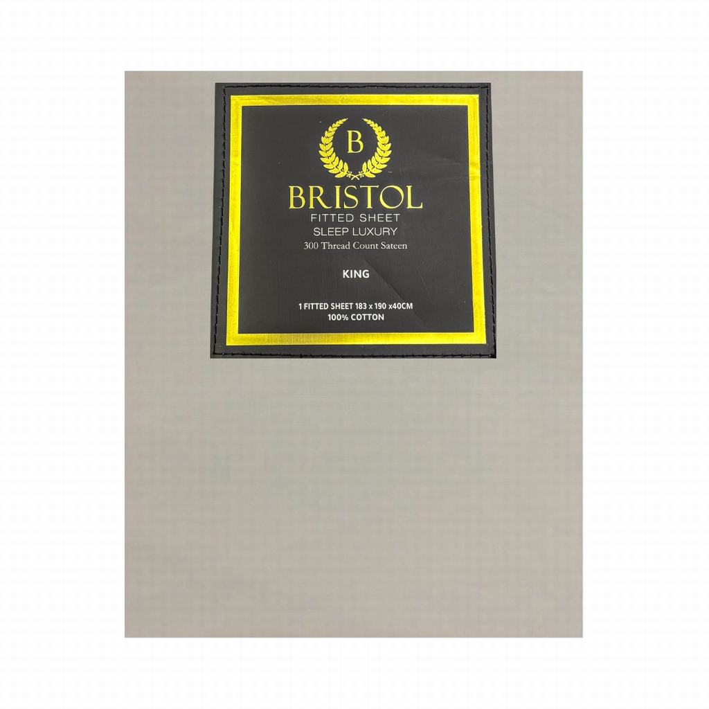 BG2DKFIS5FP231.jpg FITTED SHEET T300 SATEEN 100% COTTON KING 183X190X40 PEBBLE - Image 1