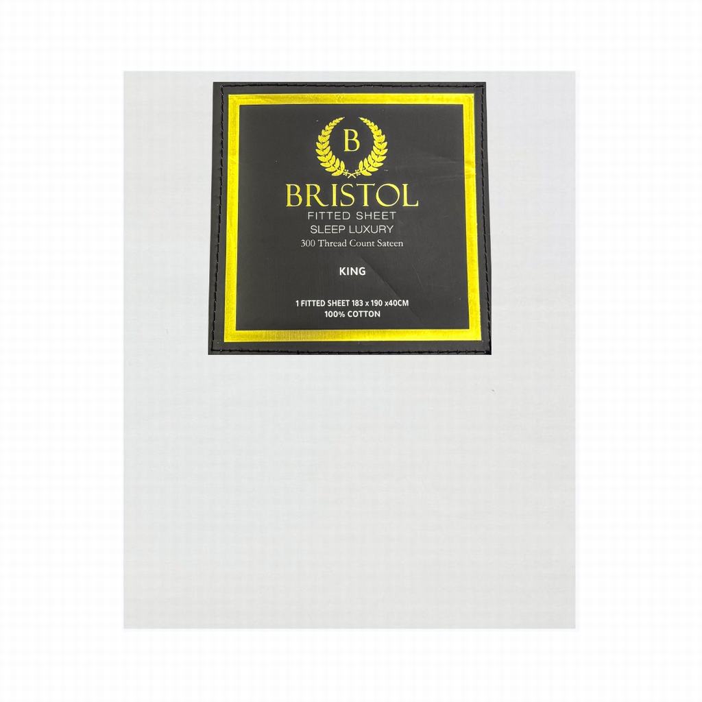 BG2DKFIS5FW231.jpg FITTED SHEET T300 SATEEN 100% COTTON KING 183X190X40 WHITE - Image 1