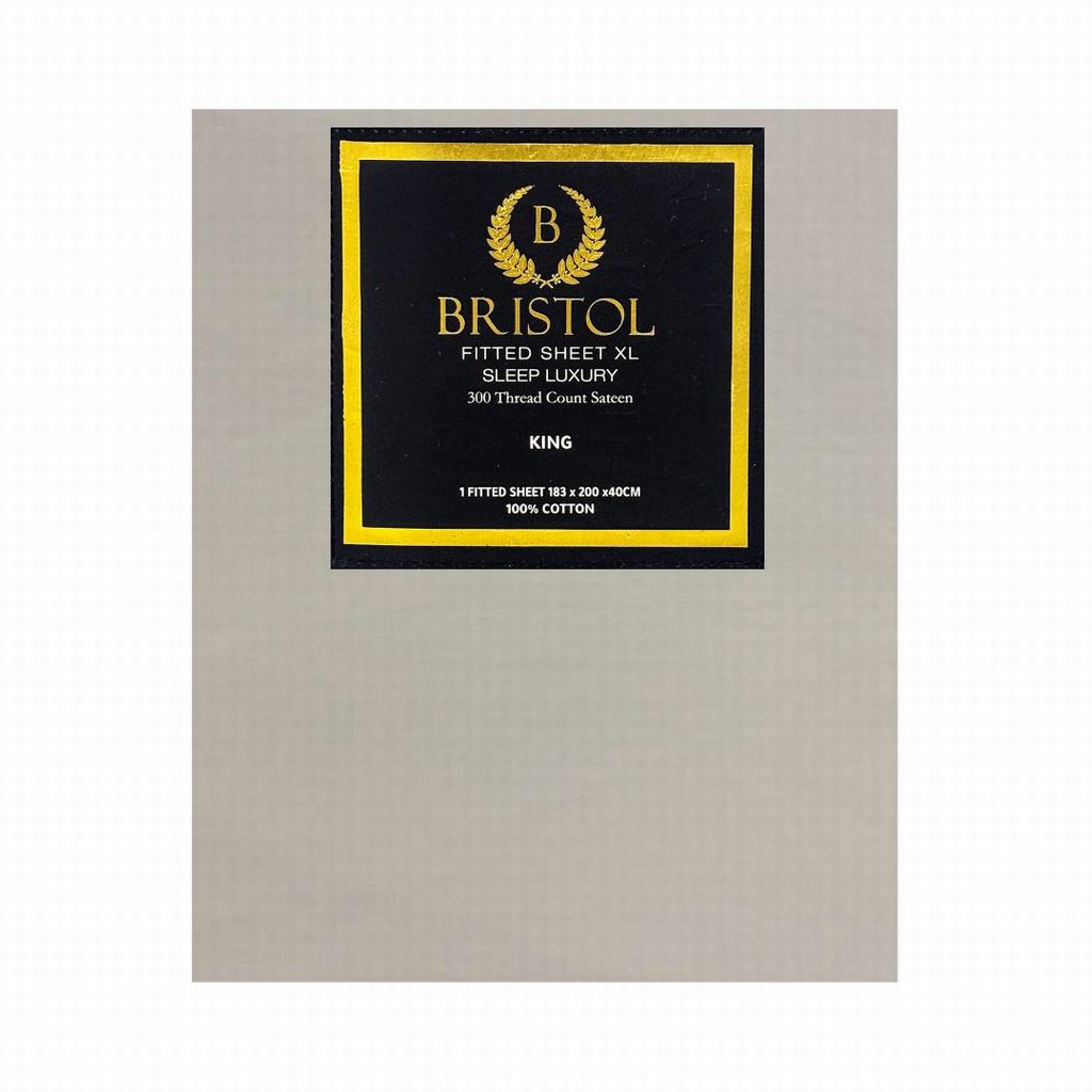 BG2DKFXL5FP231.jpg FITTED SHEET T300 SATEEN 100% COTTON KING XL 183X200X40 PEBBLE - Image 1
