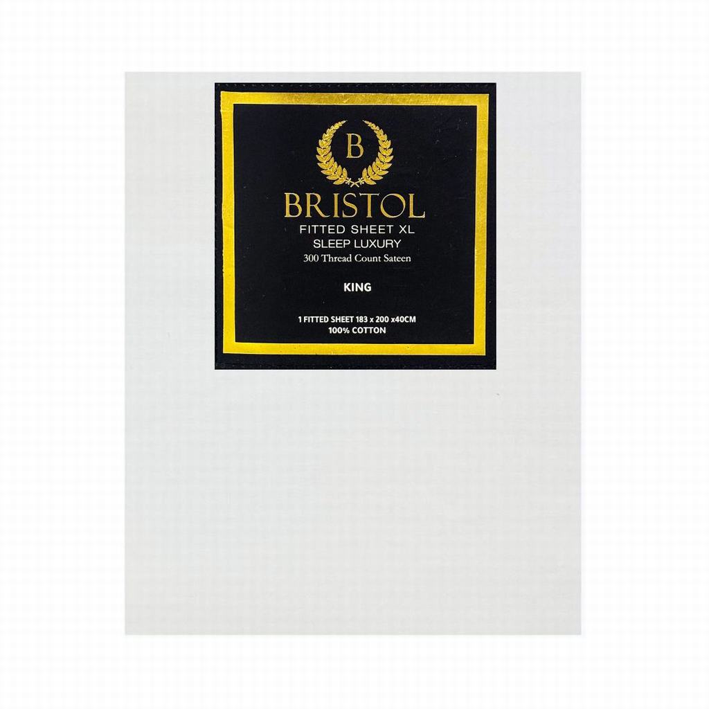 BG2DKFXL5FW231-2.jpg FITTED SHEET T300 SATEEN 100% COTTON KING XL 183X200X40 WHITE - Image 1