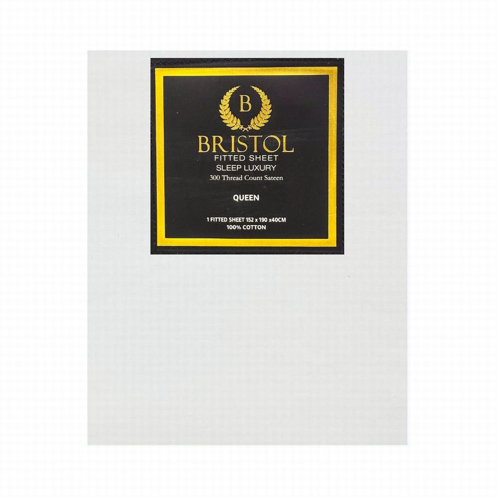 BG2DQFIS5FW231.jpg FITTED SHEET T300 SATEEN 100% COTTON QUEEN 152X190X40 WHITE - Image 1