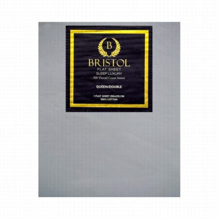 FLAT SHEET T300 SATEEN 100% COTTON QUEEN 250X270 LIGHT GREY