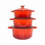 7 PCS CAST IRON COOKWARE SET ORANGE - Image 2