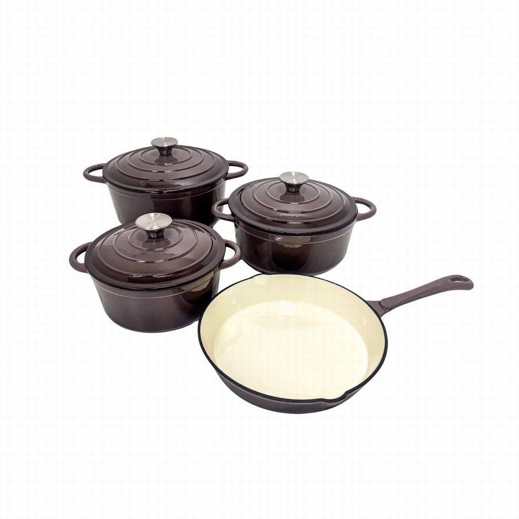 CHA2D981231.jpg 7 PCS CAST IRON COOKWARE SET GREY - Image 1