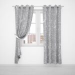 JENELLE LINED EYELET CURTAIN GREY - Image 2