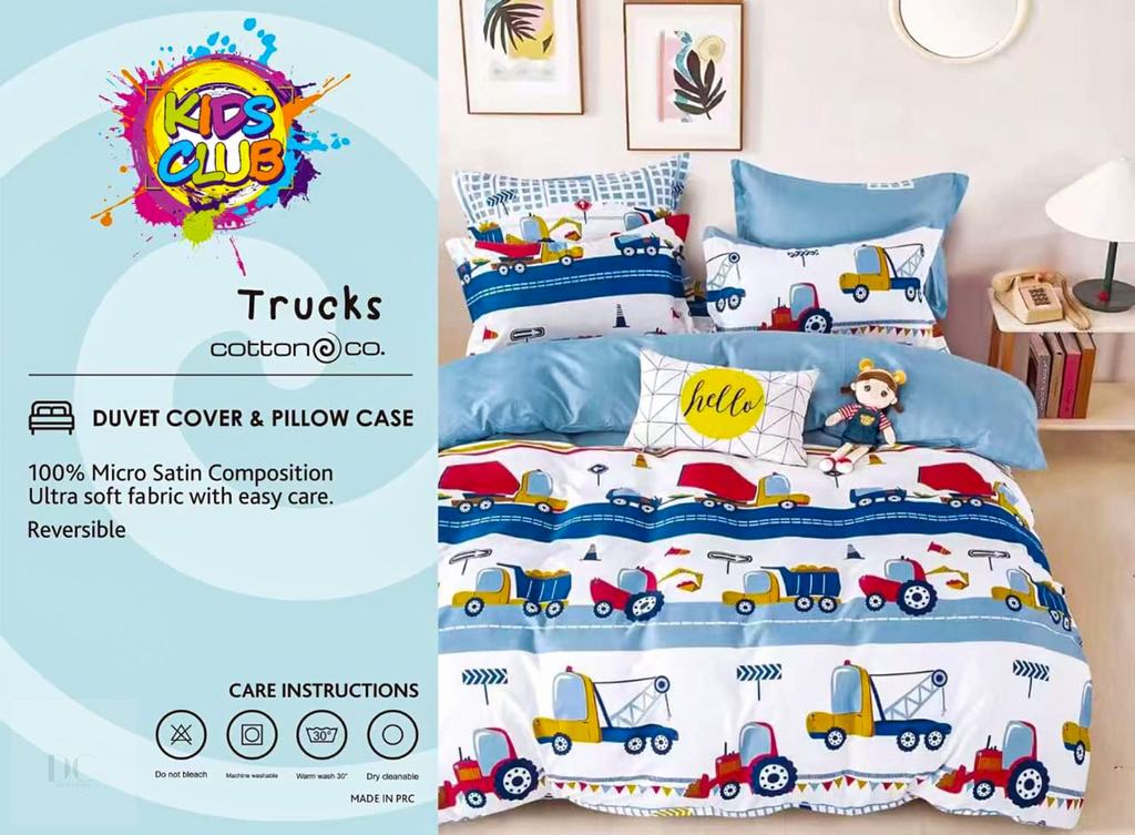 KDDC5FTR231-1.jpg KIDS DUVET COVER DOUBLE - TRUCKS - Image 1