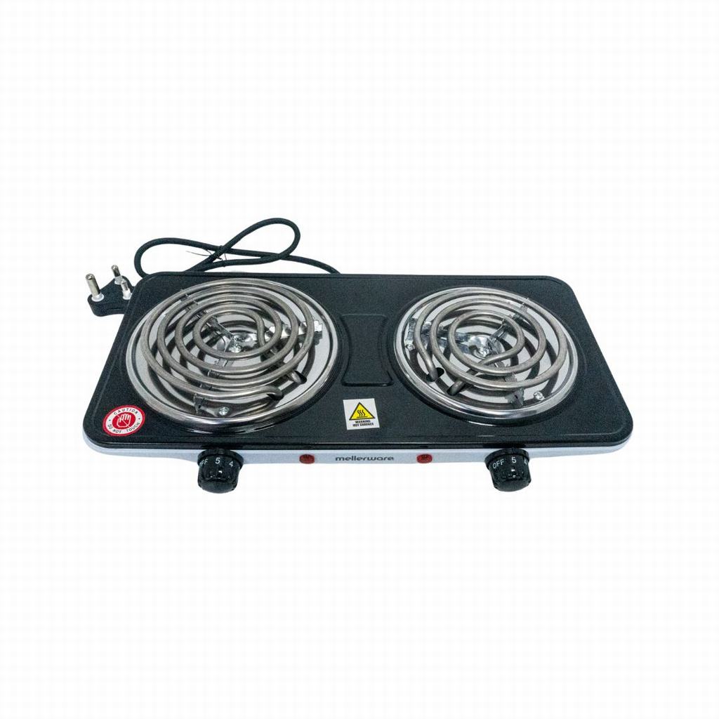 27200DP231.jpg HOTPLATE DOUBLE POWDER COAT BLK & WHT SPIRAL PLATE 2500W POWERPLUS - Image 1