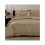 CHRISTY T400 KING DUVET COVER STONE/CREAM - Image 2
