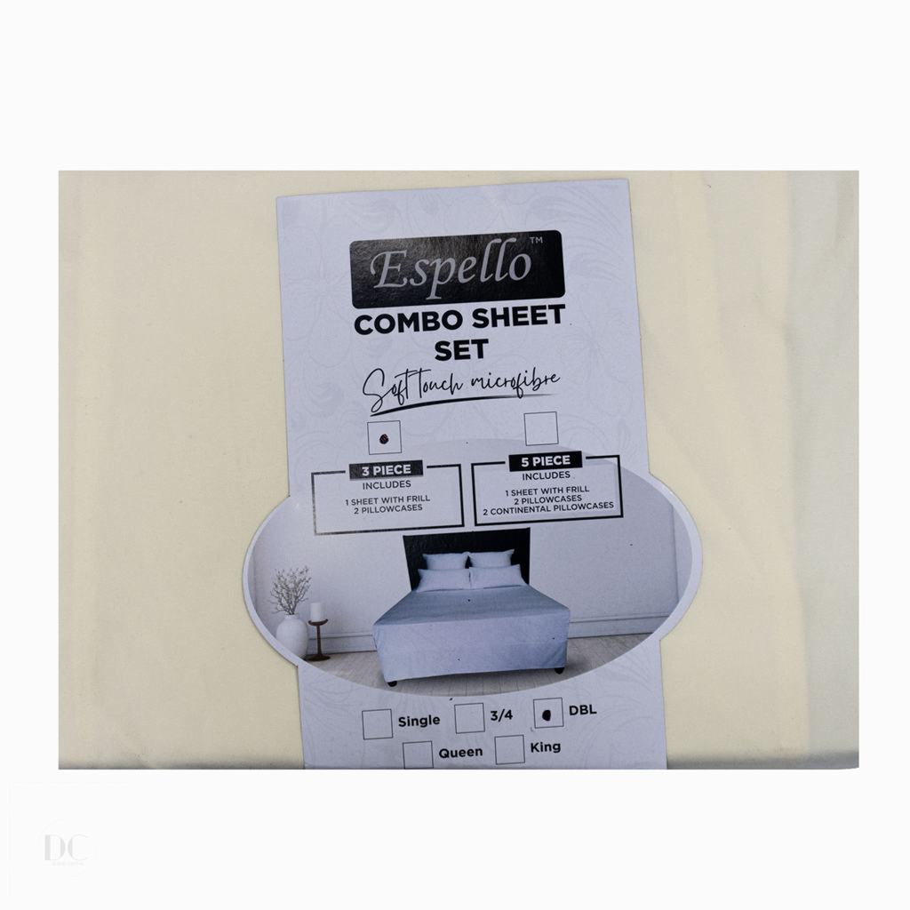 CMDBL5FCR231.jpg MICROFIBRE 90GSM COMBO DBL 3PC -CREAM - Image 1