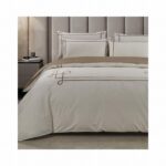 CHERYL T400 KING DUVET COVER CREAM/STONE - Image 2