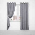 DALIA TEXTURED SHEER EYELET CURTAIN GREY - Image 2