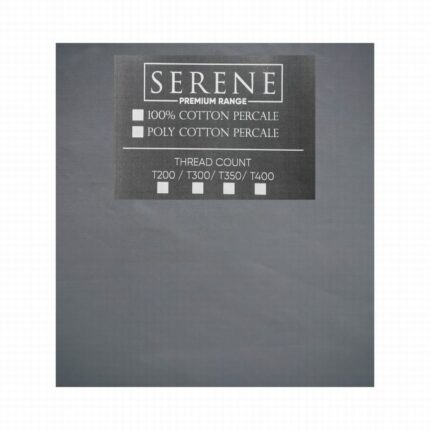 SERENE KING T200 POLY PERCALE DUVET COVER & 2P/C GREY