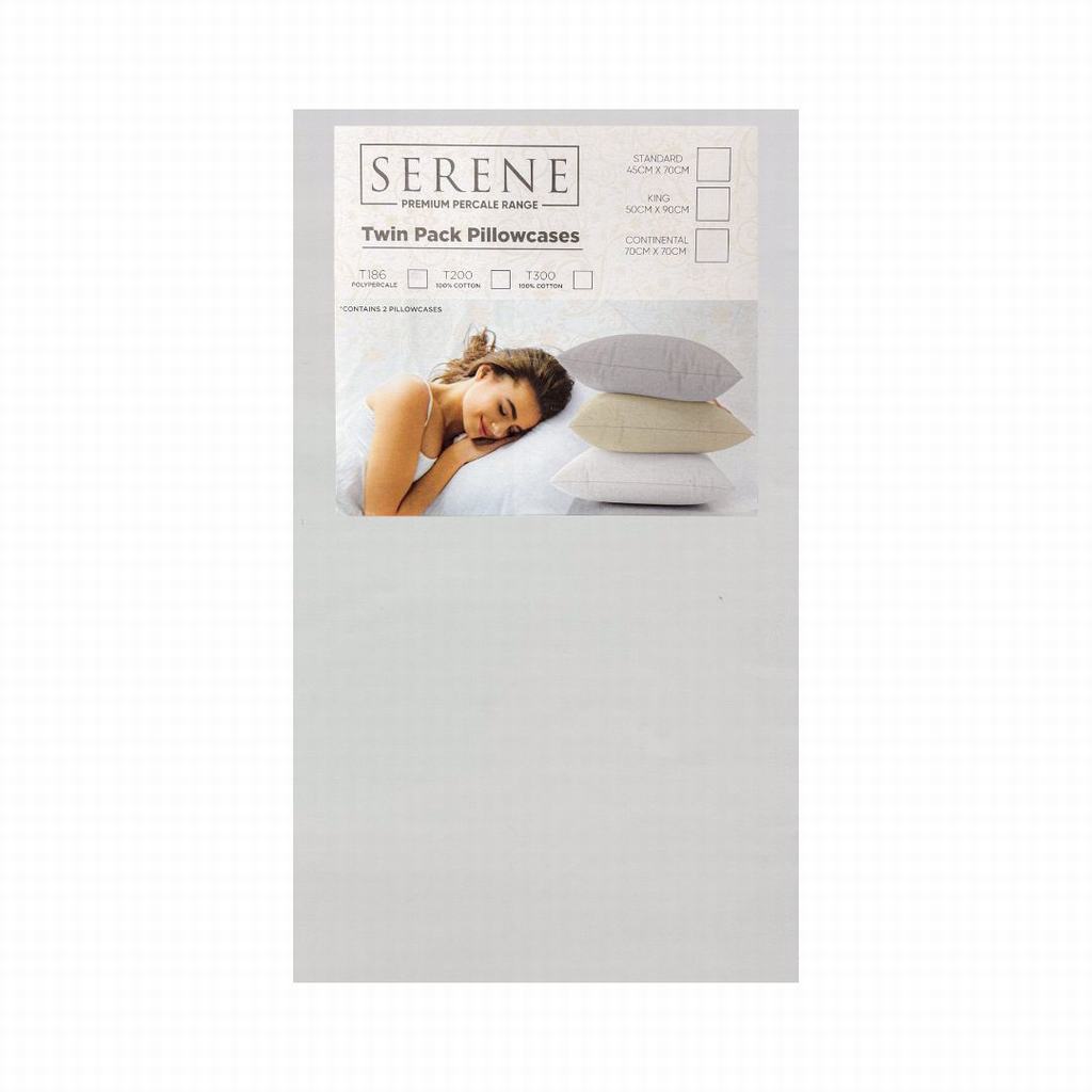 SKPC5FW231.jpg SERENE KING T200 TWINPACK PILLOW CASES - WHITE - Image 1