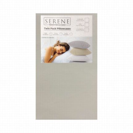 SERENE STANDARD T200 TWINPACK PILLOW CASES - CREAM
